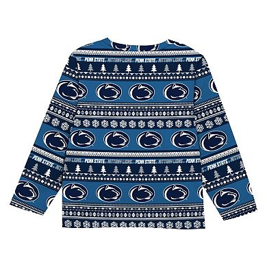 Preschool Outerstuff Navy Penn State Nittany Lions Ugly Sweater Pajama Set