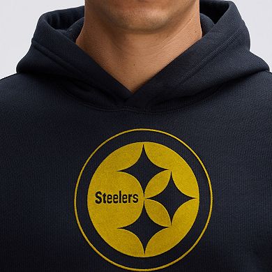 Fanatics Black Pittsburgh Steelers IconicFleece Flocked Hoodie