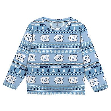 Preschool Outerstuff Carolina Blue North Carolina Tar Heels Ugly Sweater Pajama Set