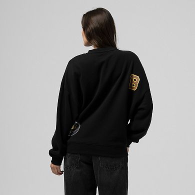 Women's Mitchell & Ness Black Boston Bruins Vintage Crewneck Sweatshirt