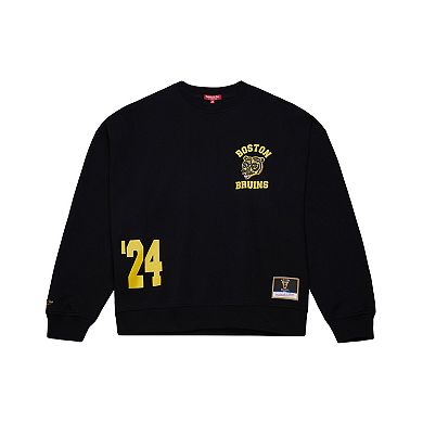 Women's Mitchell & Ness Black Boston Bruins Vintage Crewneck Sweatshirt