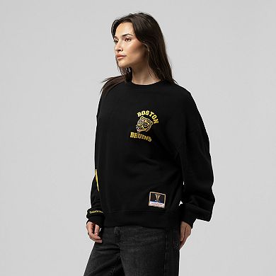 Women's Mitchell & Ness Black Boston Bruins Vintage Crewneck Sweatshirt