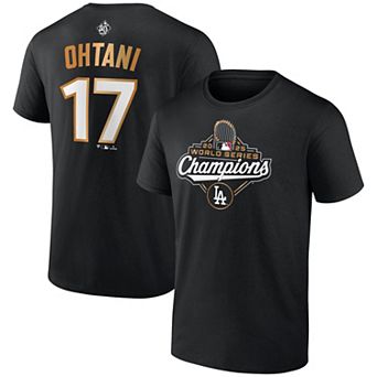 Men's Fanatics Shohei Ohtani Black Los Angeles Dodgers 2025 World Series Champions Name & Number T-Shirt