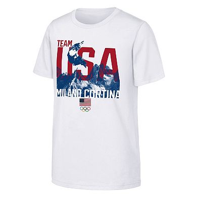 Youth Outerstuff White Team USA 2026 Winter Olympics Snowboarding T-Shirt
