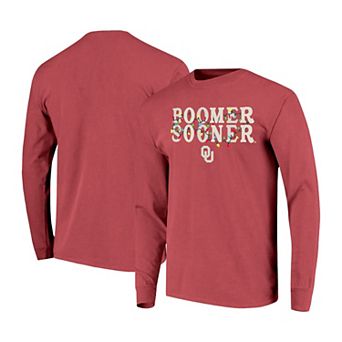 Women's Image One Crimson Oklahoma Sooners String Lights Comfort Color Long Sleeve T-Shirt
