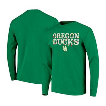 Women's Image One Green Oregon Ducks String Lights Comfort Color Long Sleeve T-Shirt