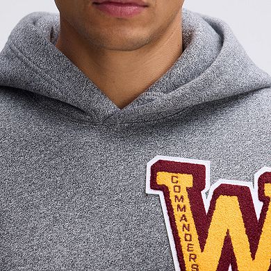 Fanatics Athletic Heather Gray Washington Commanders IconicFleece Letterman Hoodie