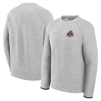 Men's Nike Heather Gray Ohio State Buckeyes Tech Fleece Raglan Sweatshirt