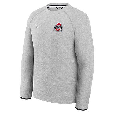 Men's Nike Heather Gray Ohio State Buckeyes Tech Fleece Raglan Sweatshirt