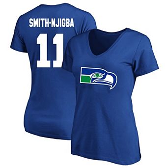 Women's Fanatics Jaxon Smith-Njigba Royal Seattle Seahawks Plus Size Name & Number V-Neck T-Shirt