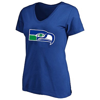 Women's Fanatics Jaxon Smith-Njigba Royal Seattle Seahawks Plus Size Name & Number V-Neck T-Shirt