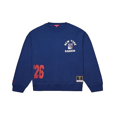 Women's Mitchell & Ness Blue New York Rangers Vintage Crewneck Sweatshirt