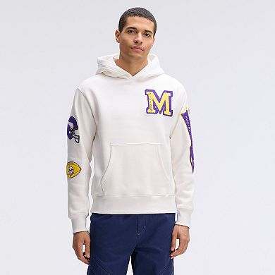 Fanatics Oatmeal Minnesota Vikings IconicFleece Letterman Hoodie