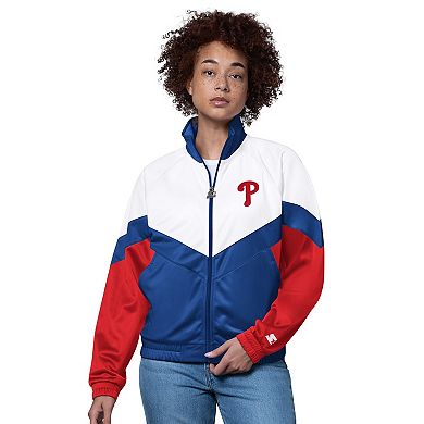 Women's Starter White/Royal Philadelphia Phillies Teamwork Raglan Full-Zip Track Jacket