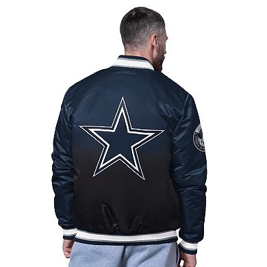 Men's Starter Navy Dallas Cowboys Pass Rush Varsity Full-Snap Jacket