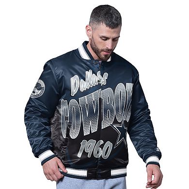 Men's Starter Navy Dallas Cowboys Pass Rush Varsity Full-Snap Jacket