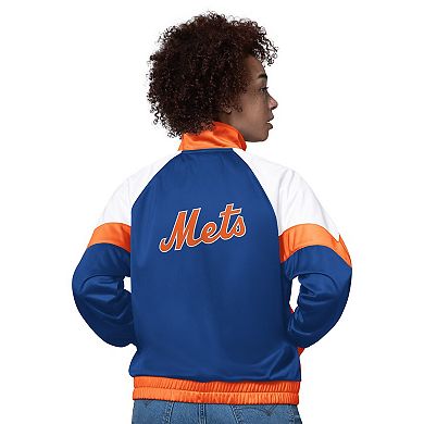 Women's Starter White/Orange New York Mets Teamwork Raglan Full-Zip Track Jacket