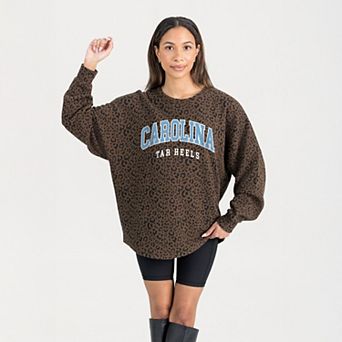 Women's Gameday Couture Brown North Carolina Tar Heels Leopard Oversized Sweatshirt