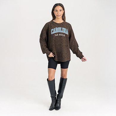 Women's Gameday Couture Brown North Carolina Tar Heels Leopard Oversized Sweatshirt