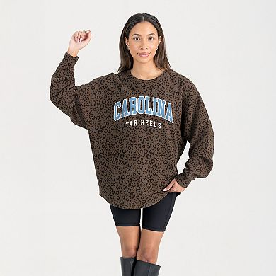 Women's Gameday Couture Brown North Carolina Tar Heels Leopard Oversized Sweatshirt