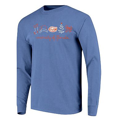 Women's Royal Florida Gators Christmas Elements Comfort Colors Long Sleeve T-Shirt