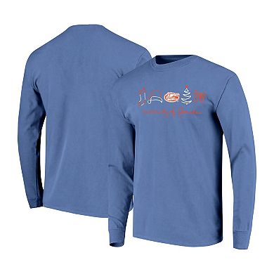 Women's Royal Florida Gators Christmas Elements Comfort Colors Long Sleeve T-Shirt