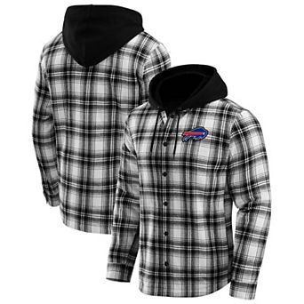 Men's NFL x Darius Rucker Collection by Fanatics Black Buffalo Bills Plaid Flannel Quilted Full-Snap Hooded Shacket