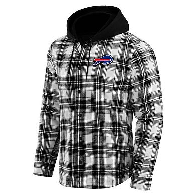 Men's NFL x Darius Rucker Collection by Fanatics Black Buffalo Bills Plaid Flannel Quilted Full-Snap Hooded Shacket