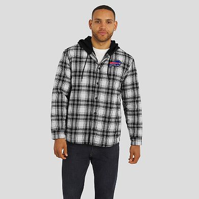 Men's NFL x Darius Rucker Collection by Fanatics Black Buffalo Bills Plaid Flannel Quilted Full-Snap Hooded Shacket