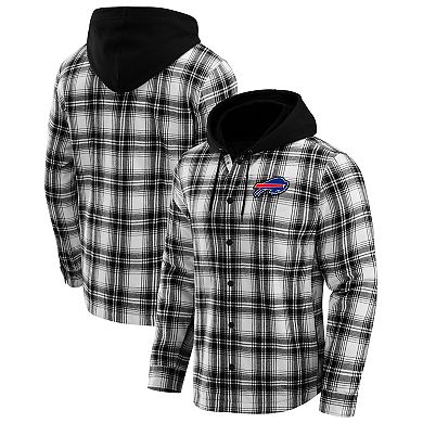 Men's NFL x Darius Rucker Collection by Fanatics Black Buffalo Bills Plaid Flannel Quilted Full-Snap Hooded Shacket