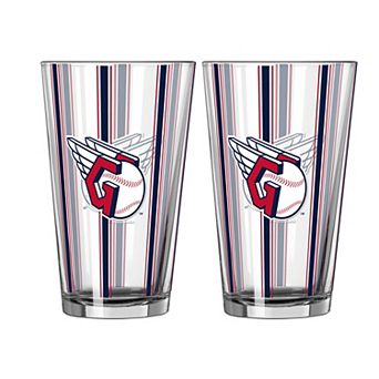 Logo Brands Cleveland Guardians Two-Piece 16oz. Striped Pint Glass Set