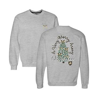 Women's Gray Army Black Knights Classic Merry Christmas Tree Crewneck Sweatshirt