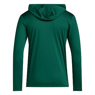 Men's adidas Green Miami Hurricanes 2025 AEROREADY Sideline Training Long Sleeve Hooded T-Shirt