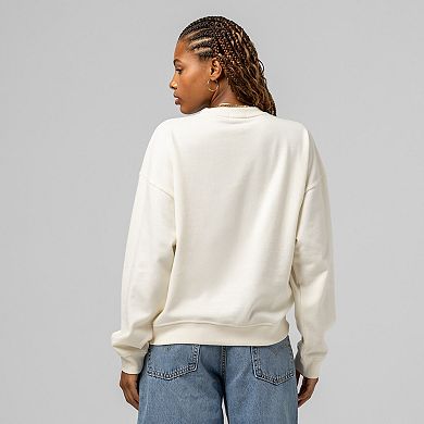 Women's Mitchell & Ness Cream New York Mets Premium Oversized Crewneck Sweatshirt