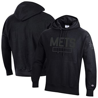 Men's Champion Black New York Mets Tonal Reverse Weave Fleece Hoodie