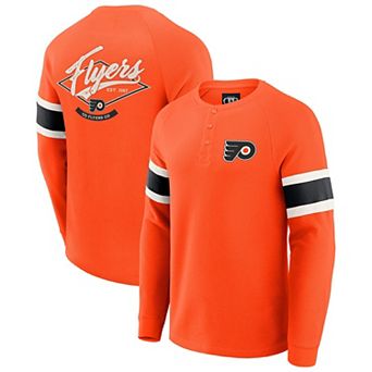 Men's Darius Rucker Collection by Fanatics Orange Philadelphia Flyers Waffle-Knit Raglan Long Sleeve Henley T-Shirt