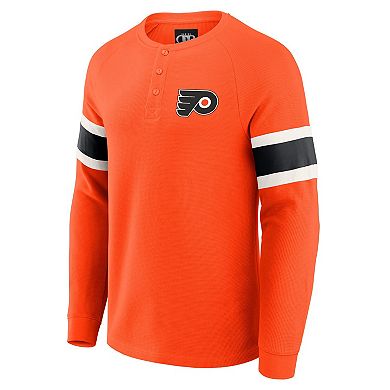 Men's Darius Rucker Collection by Fanatics Orange Philadelphia Flyers Waffle-Knit Raglan Long Sleeve Henley T-Shirt