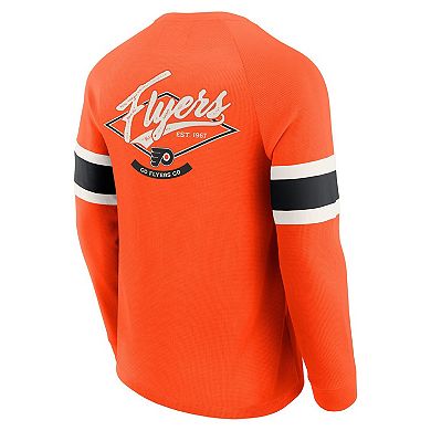 Men's Darius Rucker Collection by Fanatics Orange Philadelphia Flyers Waffle-Knit Raglan Long Sleeve Henley T-Shirt