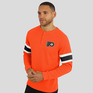 Men's Darius Rucker Collection by Fanatics Orange Philadelphia Flyers Waffle-Knit Raglan Long Sleeve Henley T-Shirt