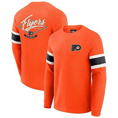Men's Darius Rucker Collection by Fanatics Orange Philadelphia Flyers Waffle-Knit Raglan Long Sleeve Henley T-Shirt