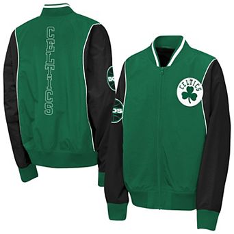 Youth Outerstuff Kelly Green/Black Boston Celtics Two-Pointer Full-Zip Windbreaker