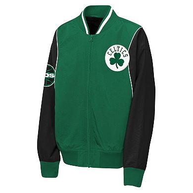 Youth Outerstuff Kelly Green/Black Boston Celtics Two-Pointer Full-Zip Windbreaker