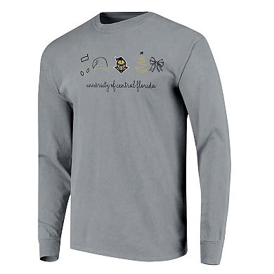 Women's Gray UCF Knights Christmas Elements Comfort Colors Long Sleeve T-Shirt