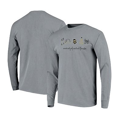 Women's Gray UCF Knights Christmas Elements Comfort Colors Long Sleeve T-Shirt