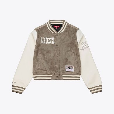 Women's Mitchell & Ness Tan Detroit Lions Full-Snap Varsity Jacket