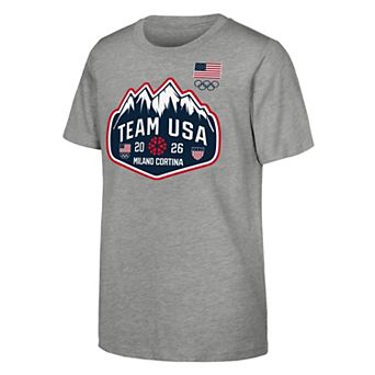 Youth Outerstuff Heather Gray Team USA 2026 Winter Olympics Mountain Patch T-Shirt