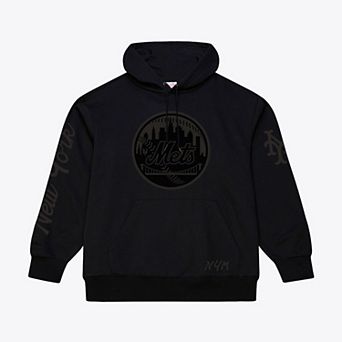 Men's Mitchell & Ness Black New York Mets Phantom Fleece Hoodie