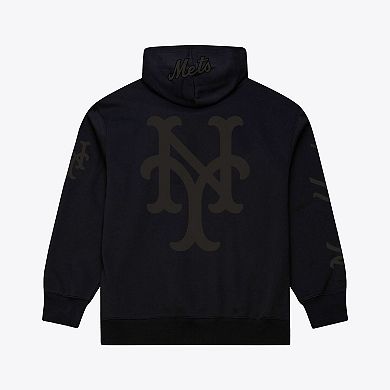 Men's Mitchell & Ness Black New York Mets Phantom Fleece Hoodie
