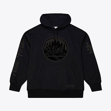 Men's Mitchell & Ness Black New York Mets Phantom Fleece Hoodie
