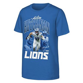 Youth Outerstuff Aidan Hutchinson Blue Detroit Lions Triple Pic T-Shirt